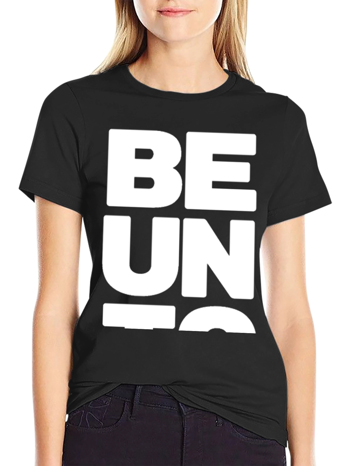 Black Be Unique Graphic Tee - Black Cotton Blend view 2