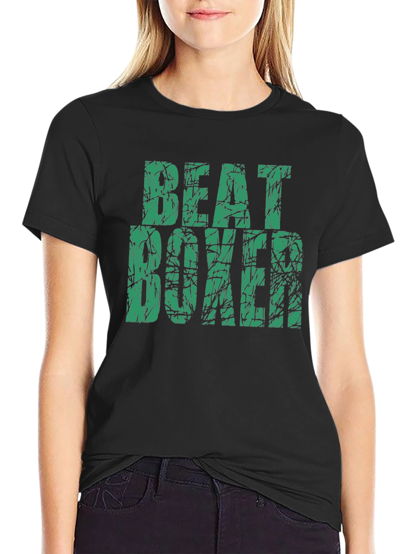 Black Beat Boxer Graphic Tee - Sporty Black T-Shirt view 2