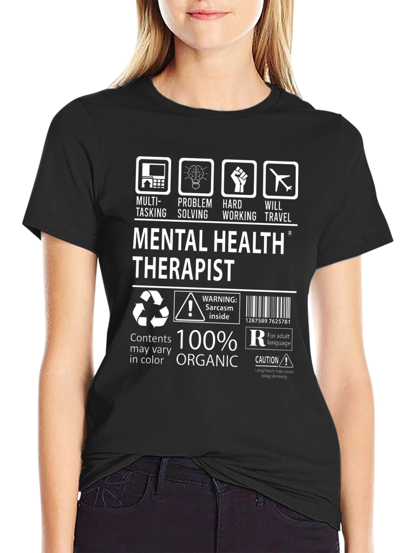 Black Mental Health Therapist T-Shirt - 100% Organic view 2