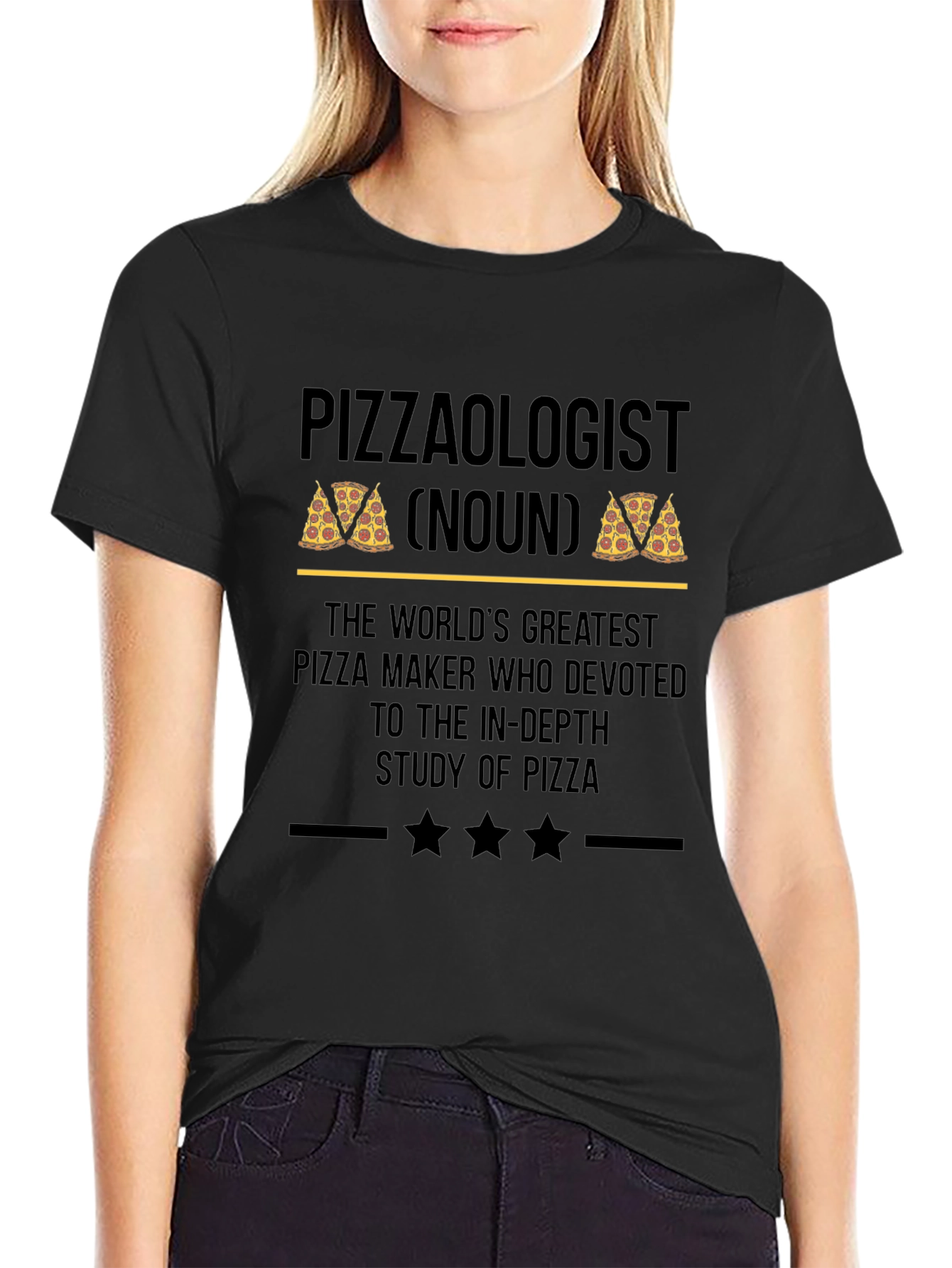 Black Pizzaologist T-Shirt - Funny Pizza Lover Gift view 2