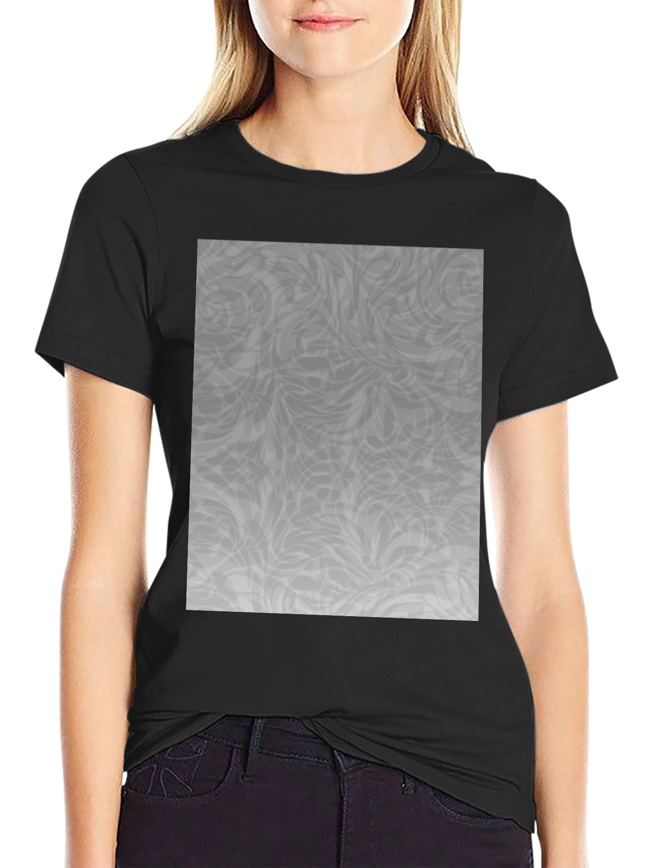 Black Abstract Grey Pattern Black Tee view 2