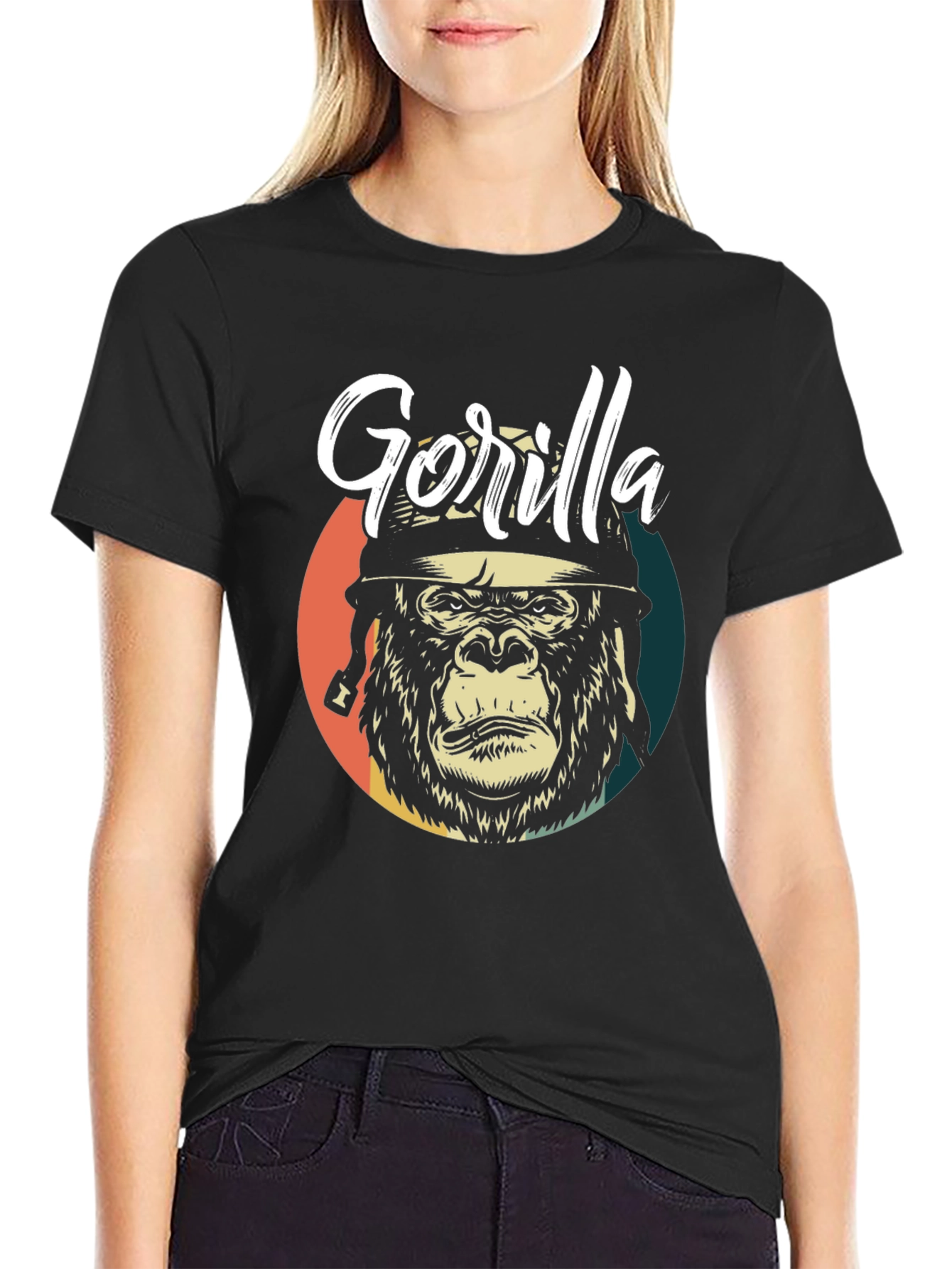 Black Gorilla Graphic Tee - Retro Style view 2