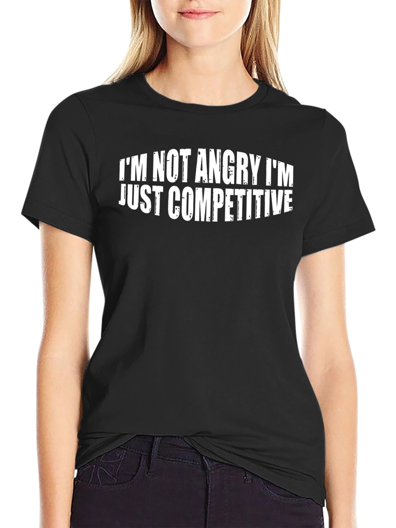 Black I'm Not Angry Competitive Graphic T-Shirt view 2