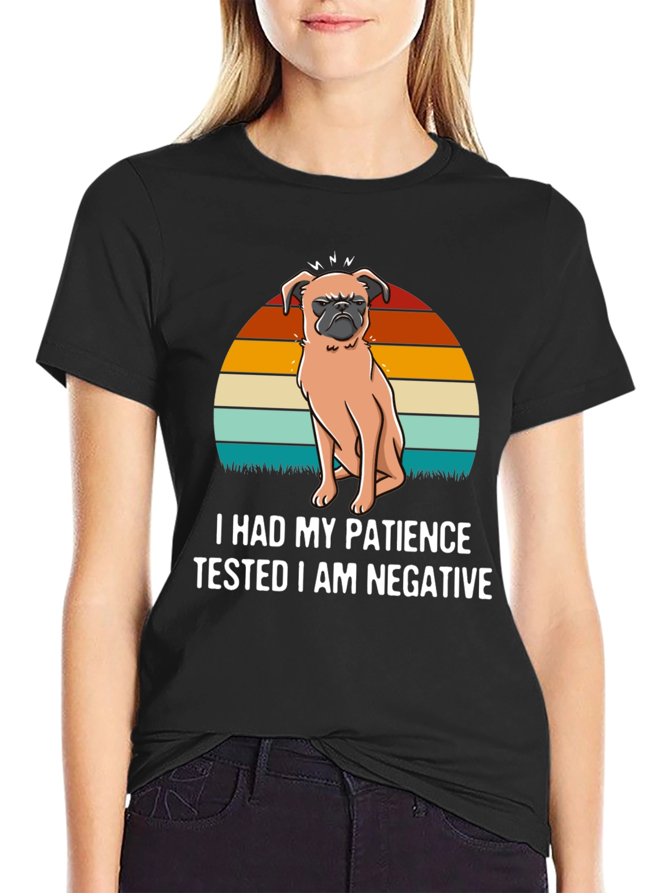 Black Patience Tested Negative Pug Graphic Tee view 2