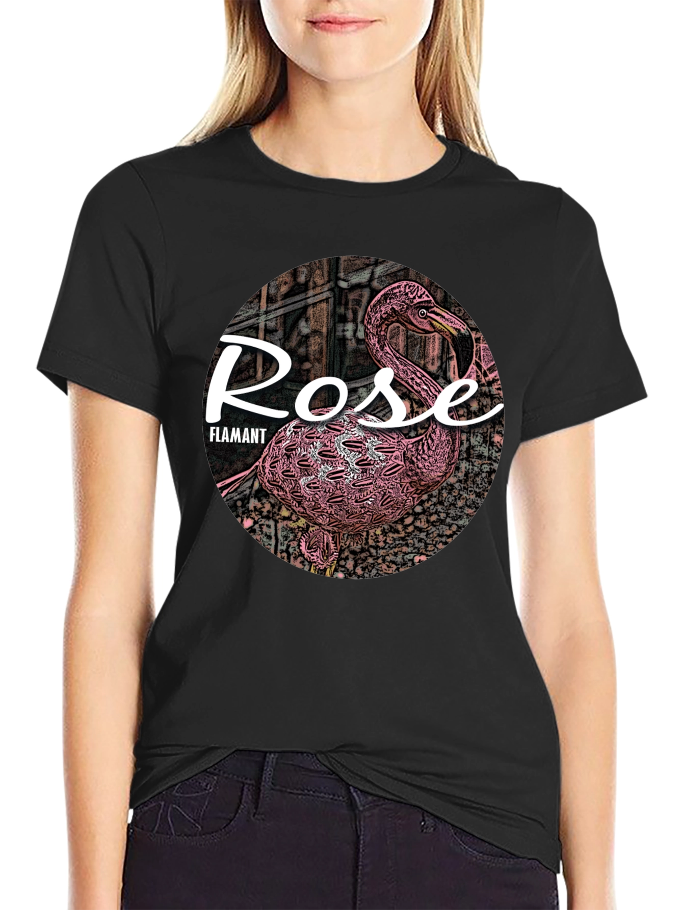 Black Rose Flamant Black T-Shirt view 2