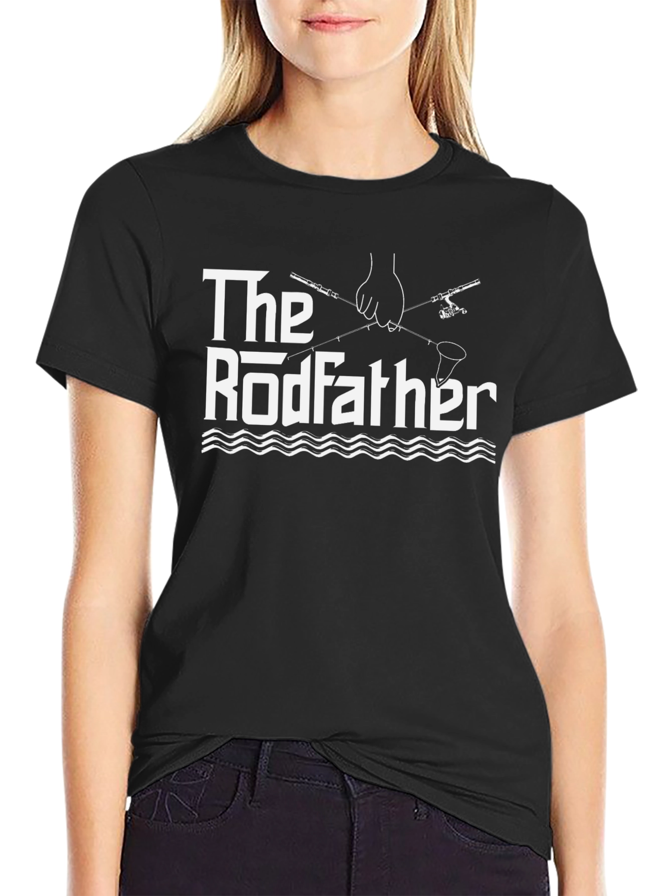 Black The Rodfather T-Shirt - Fishing Lover Tee view 2
