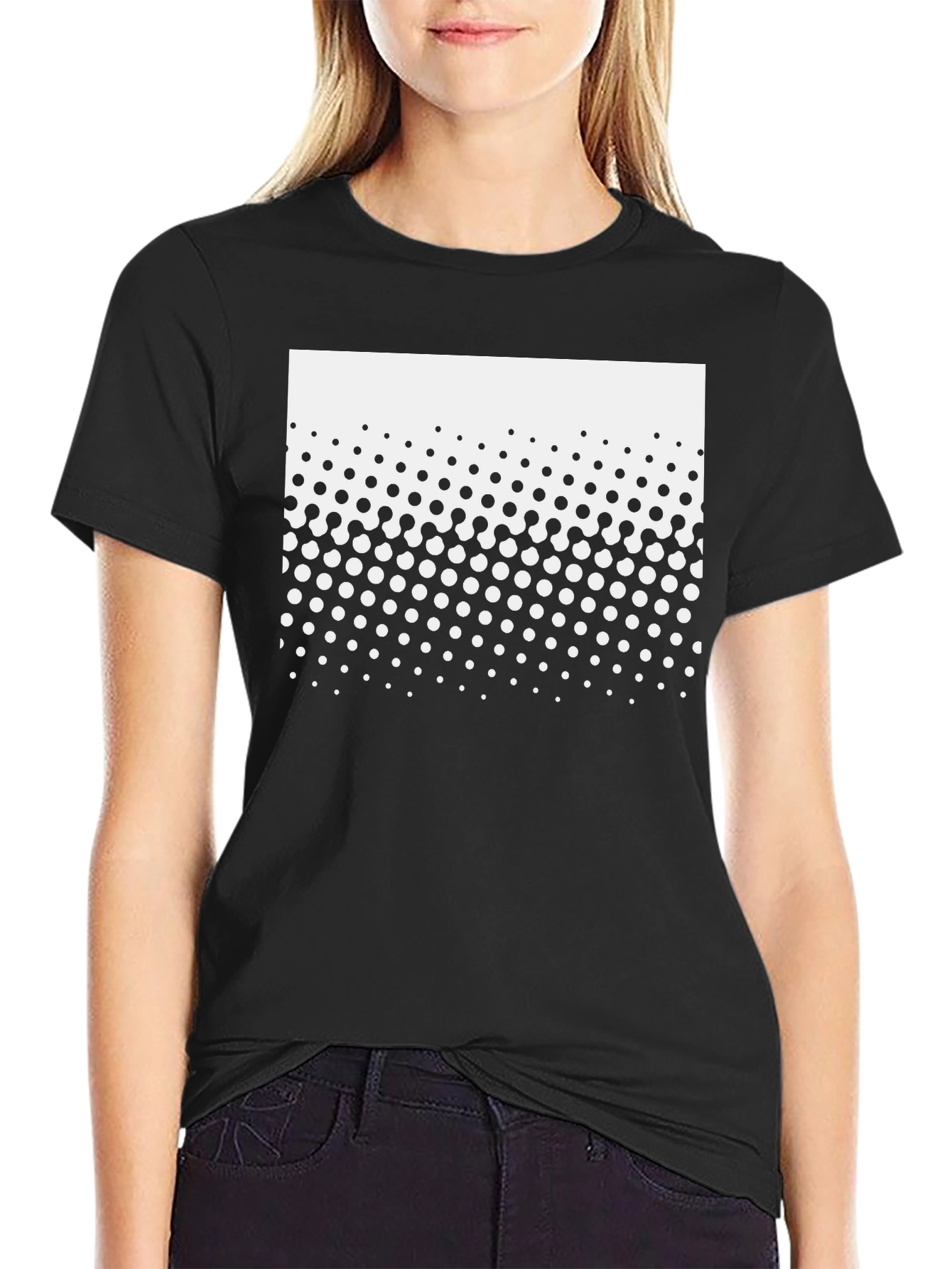 Black Modern Halftone Graphic Black T-Shirt view 2