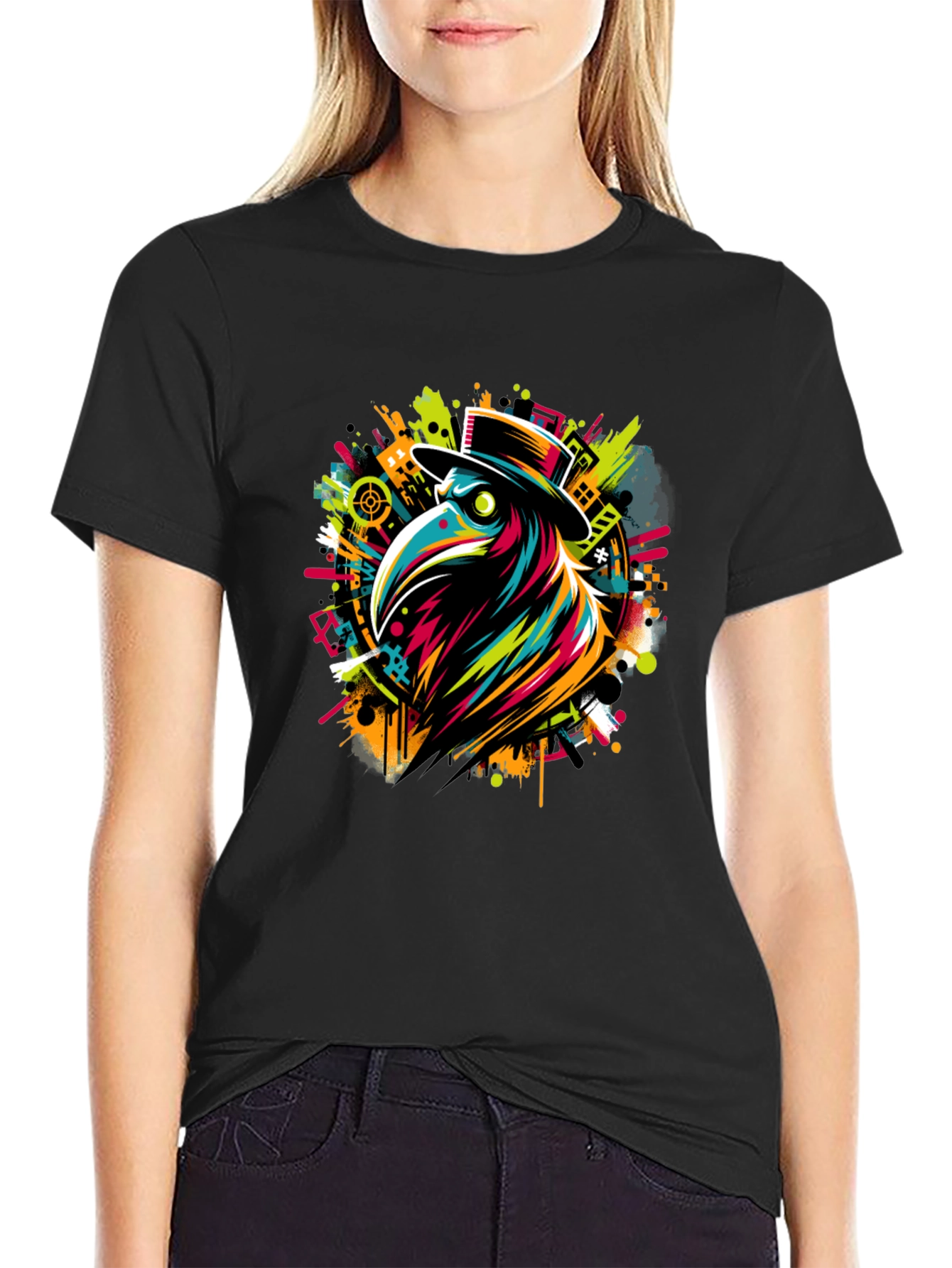 Black Plague Doctor T-Shirt - Vivid Graphic Tee view 2