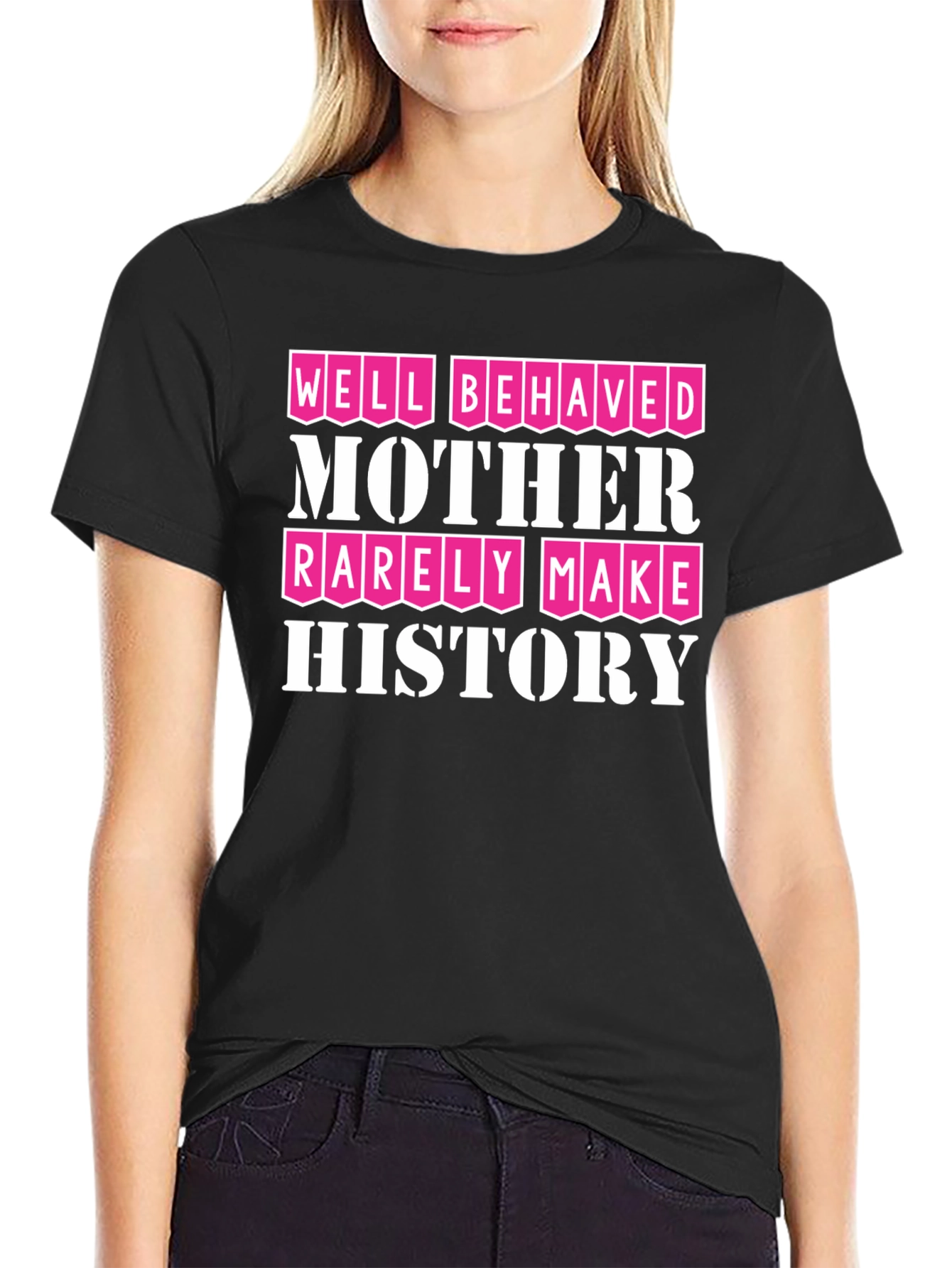 Black Well Behaved Mother T-Shirt - Black view 2