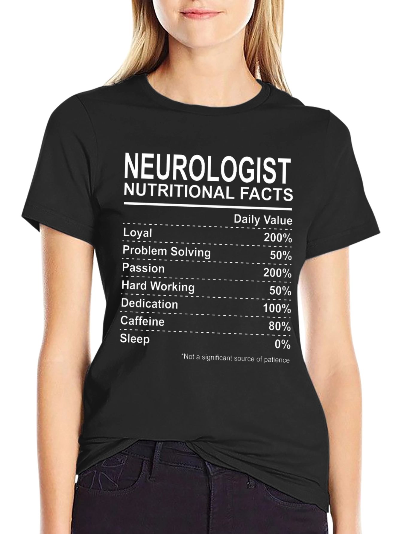 Black Neurologist Nutritional Facts Graphic T-Shirt view 2