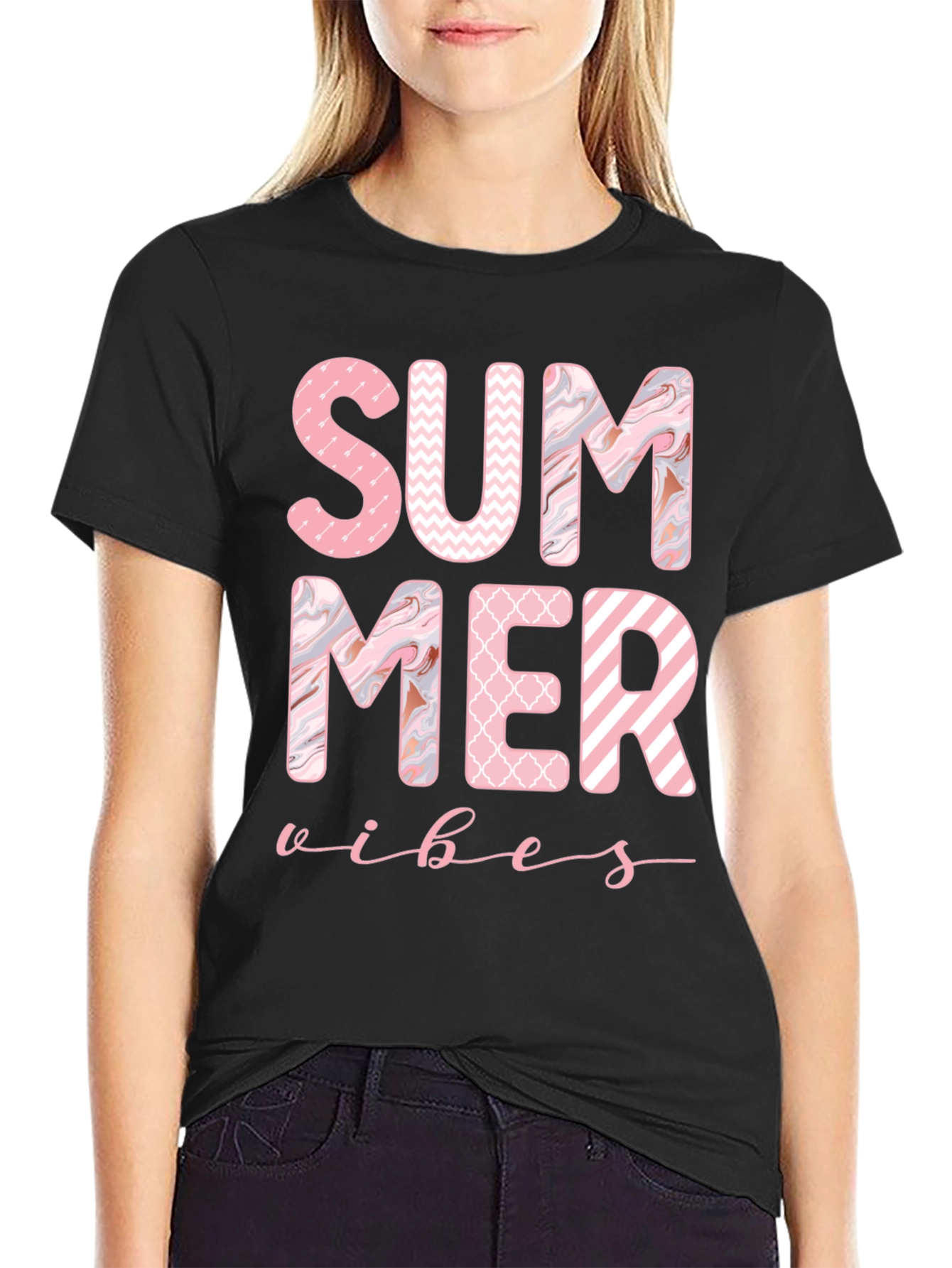 Black Summer Vibes Black Graphic Tee view 2