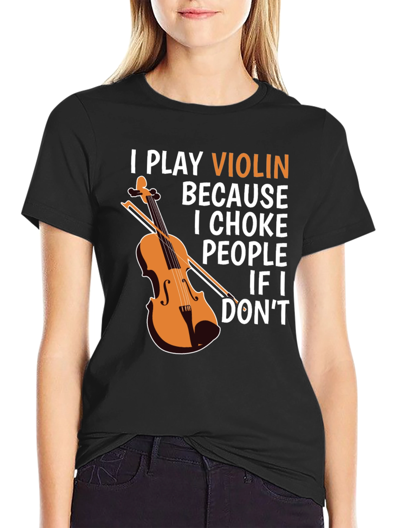 Black Violin Choke Funny Graphic Tee view 2