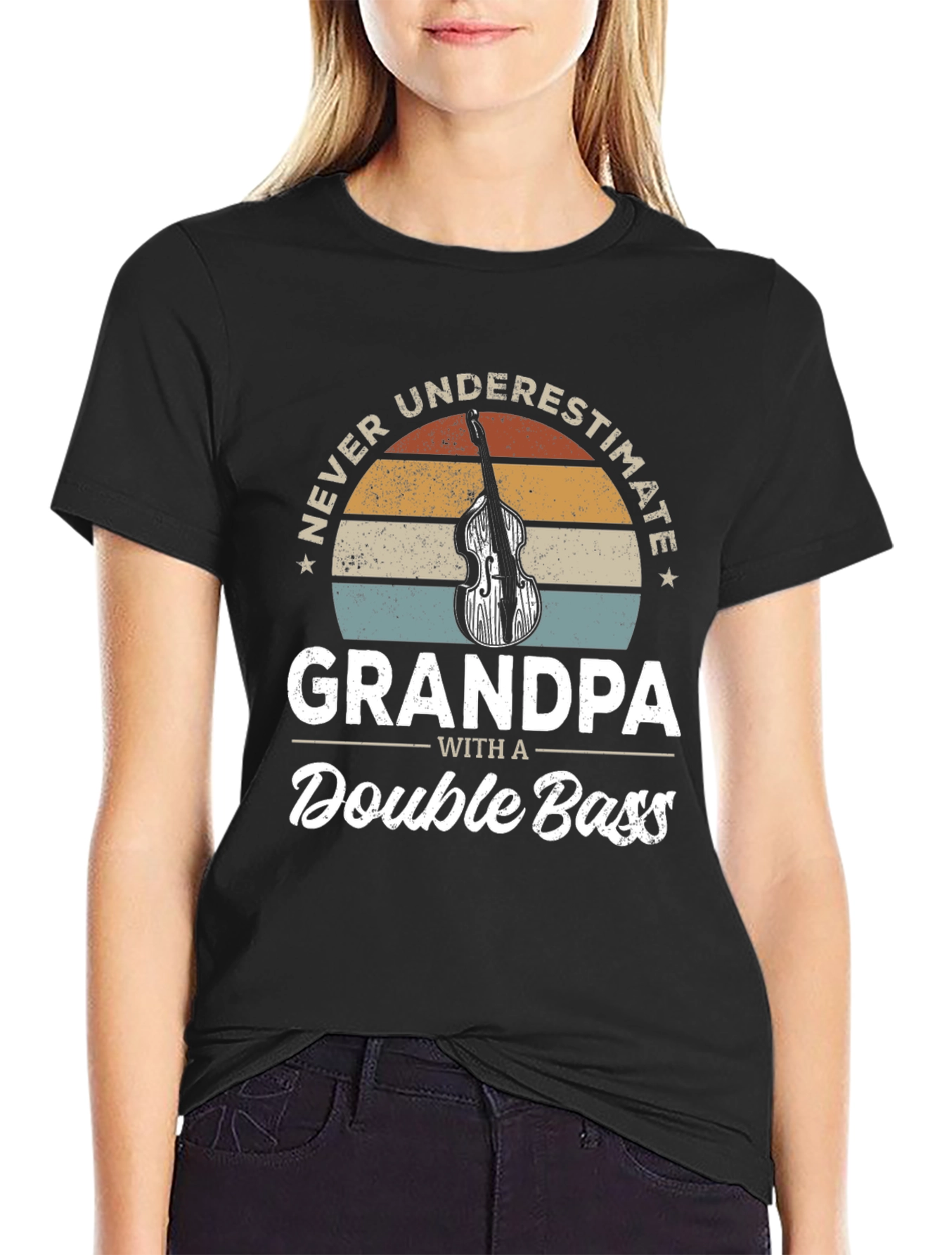 Black Grandpa Double Bass T-Shirt view 2