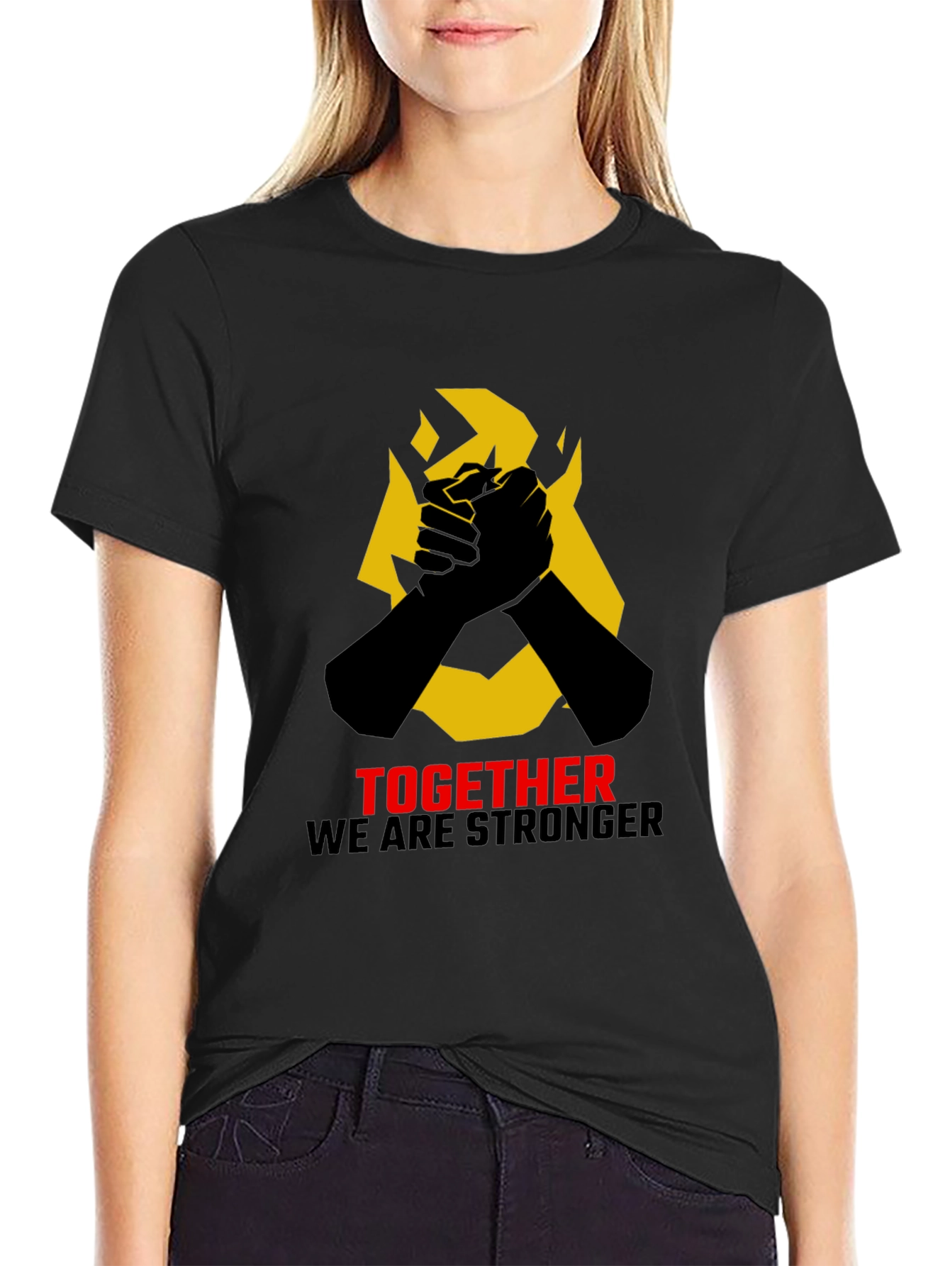 Black Together Stronger Graphic Tee - Solidarity & Unity Design view 2