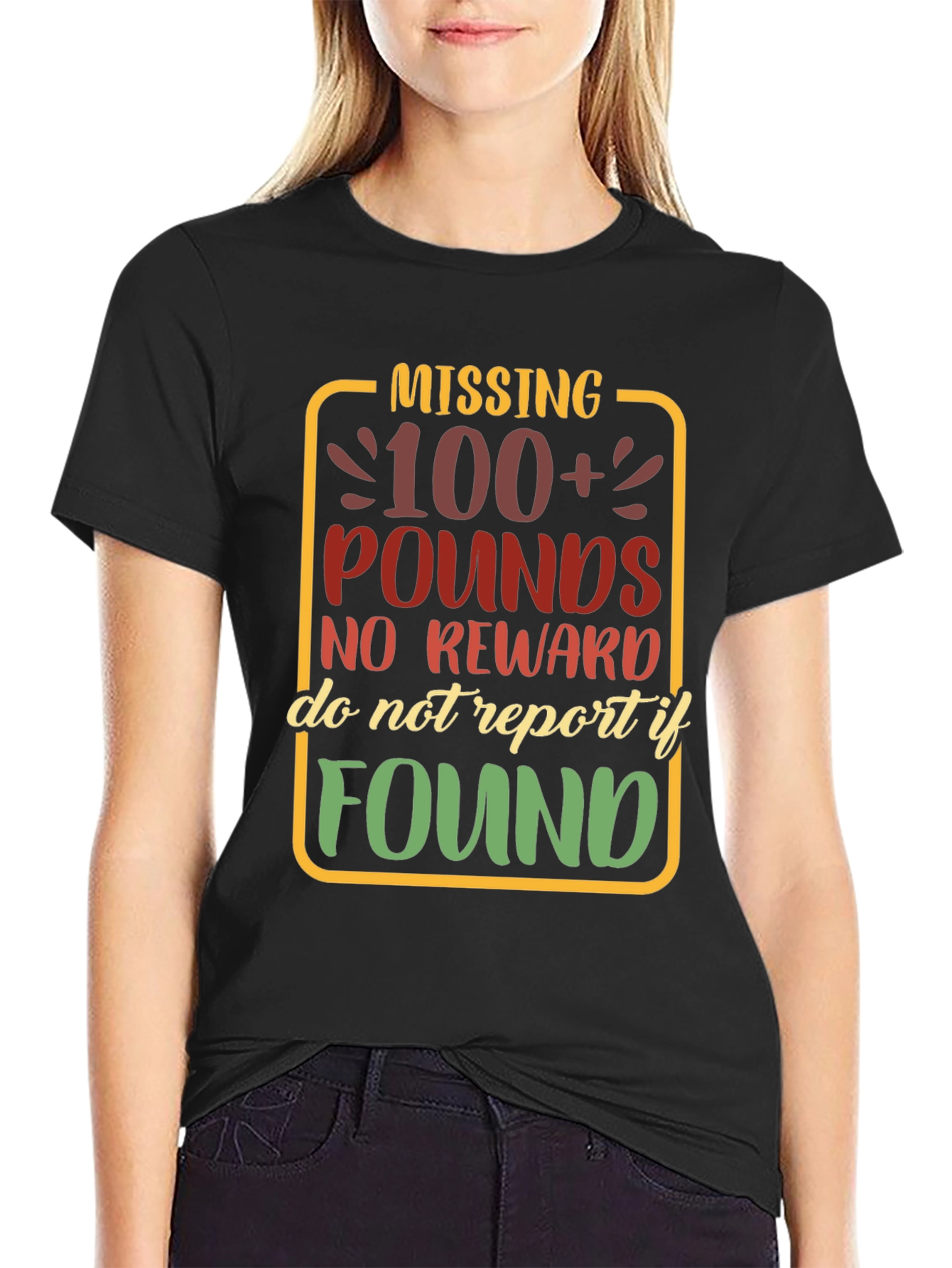Black Missing 100+ Pounds Funny Graphic T-Shirt view 2