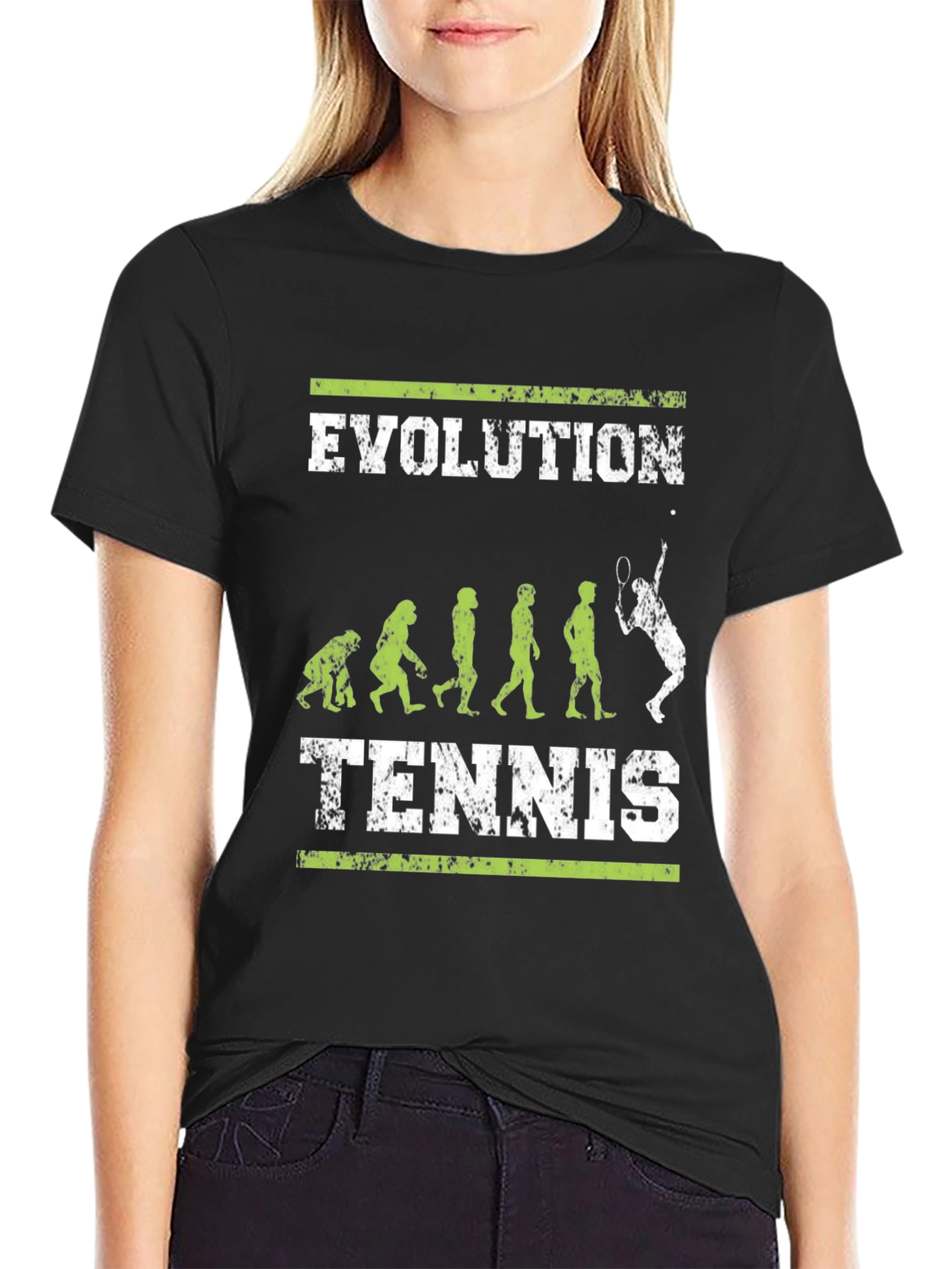 Black Evolution of Tennis Black Graphic T-Shirt view 2
