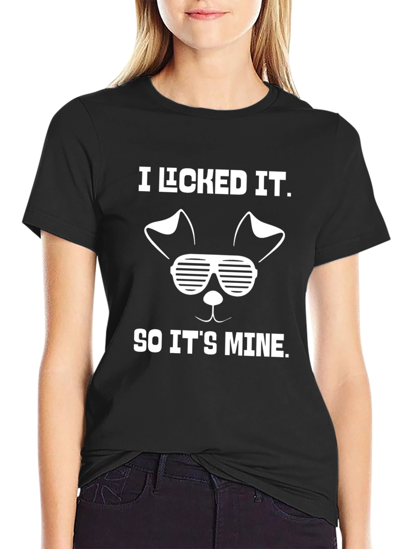 Black I Licked It So It's Mine Graphic Tee - Novelty Humor Shirt view 2