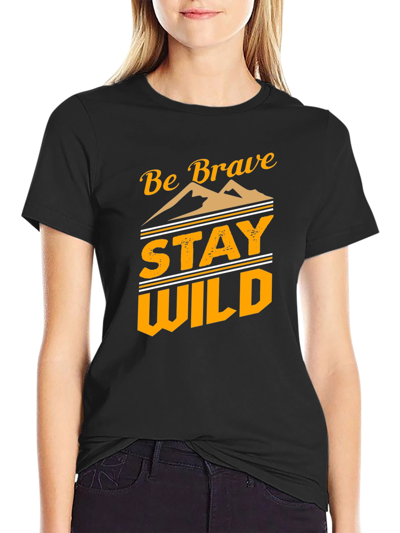 Black Be Brave Stay Wild Graphic Tee - Black view 2