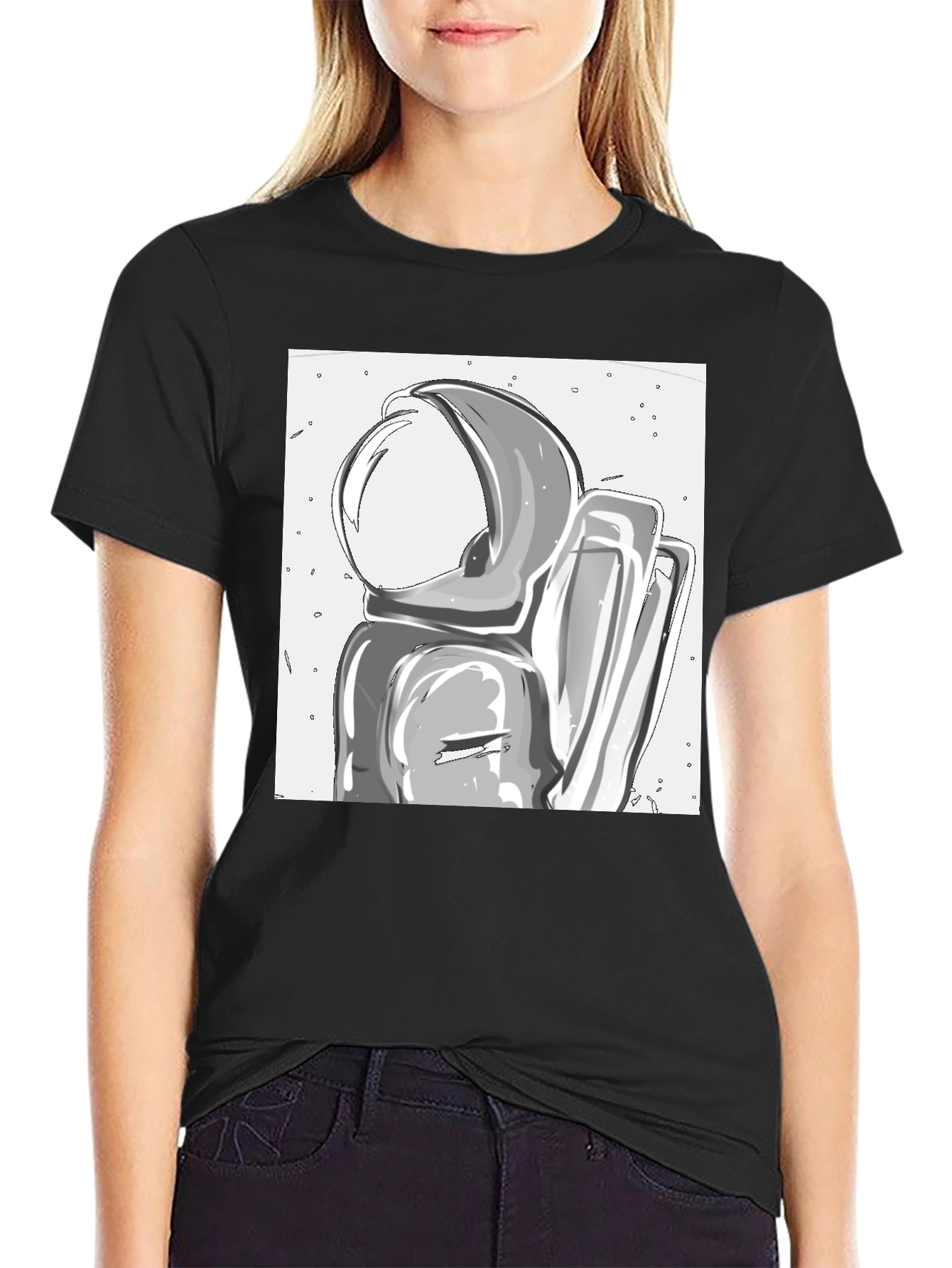 Black Astronaut Graphic Tee - Cool Space Design view 2
