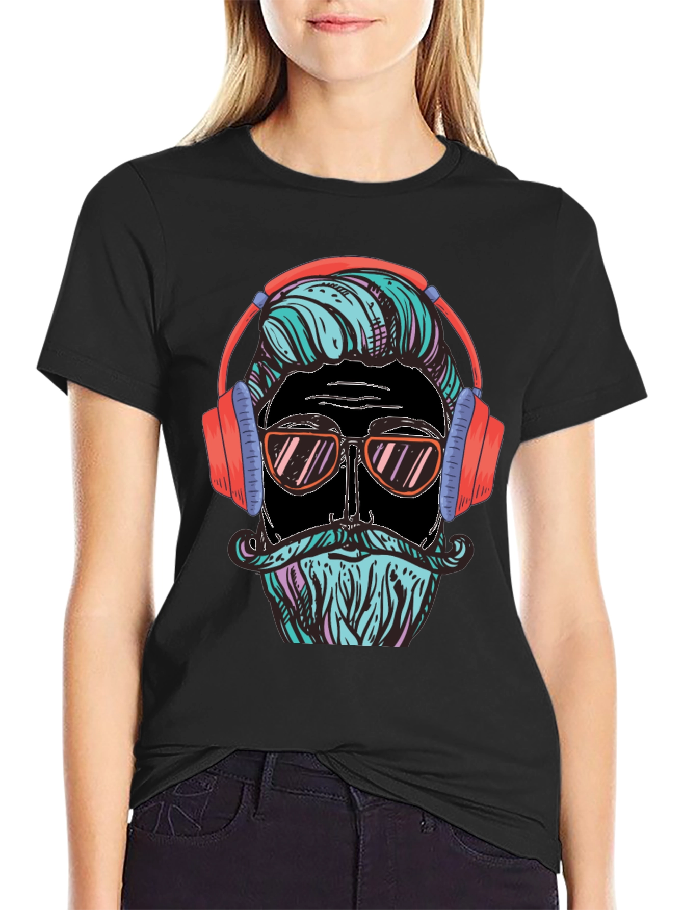 Black Cool Hipster Graphic Tee view 2