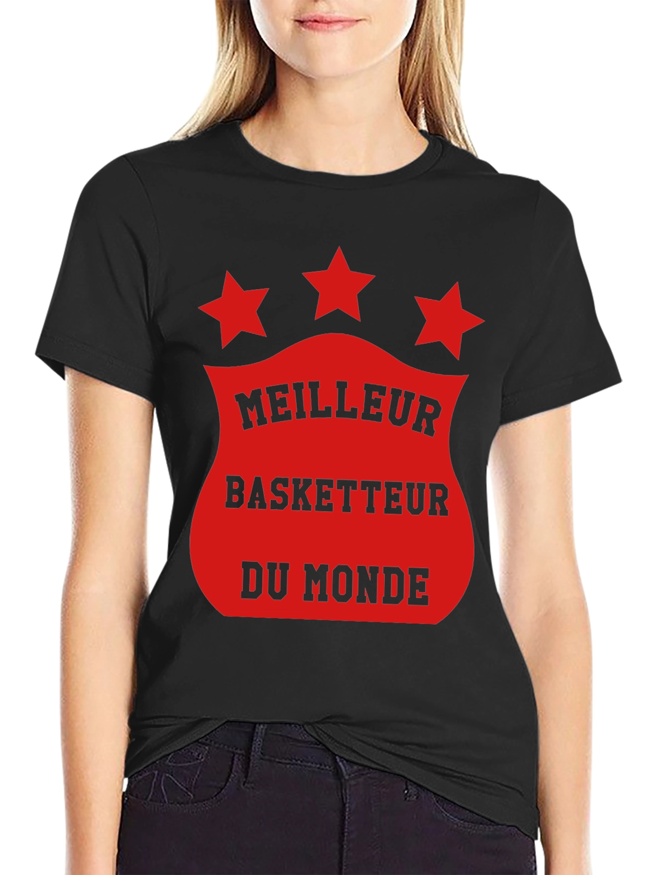 Black Meilleur Basketteur T-Shirt - World's Best Basketball Player Tee view 2