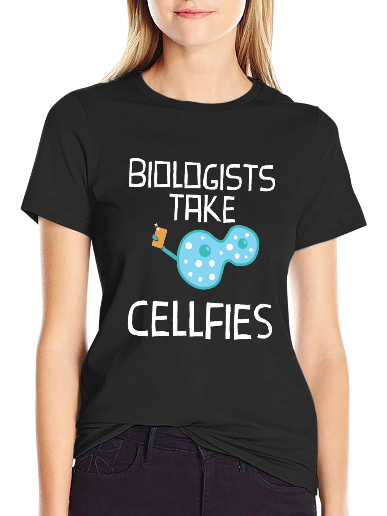 Black Biologists Take Cellfies Funny Science T-Shirt view 2