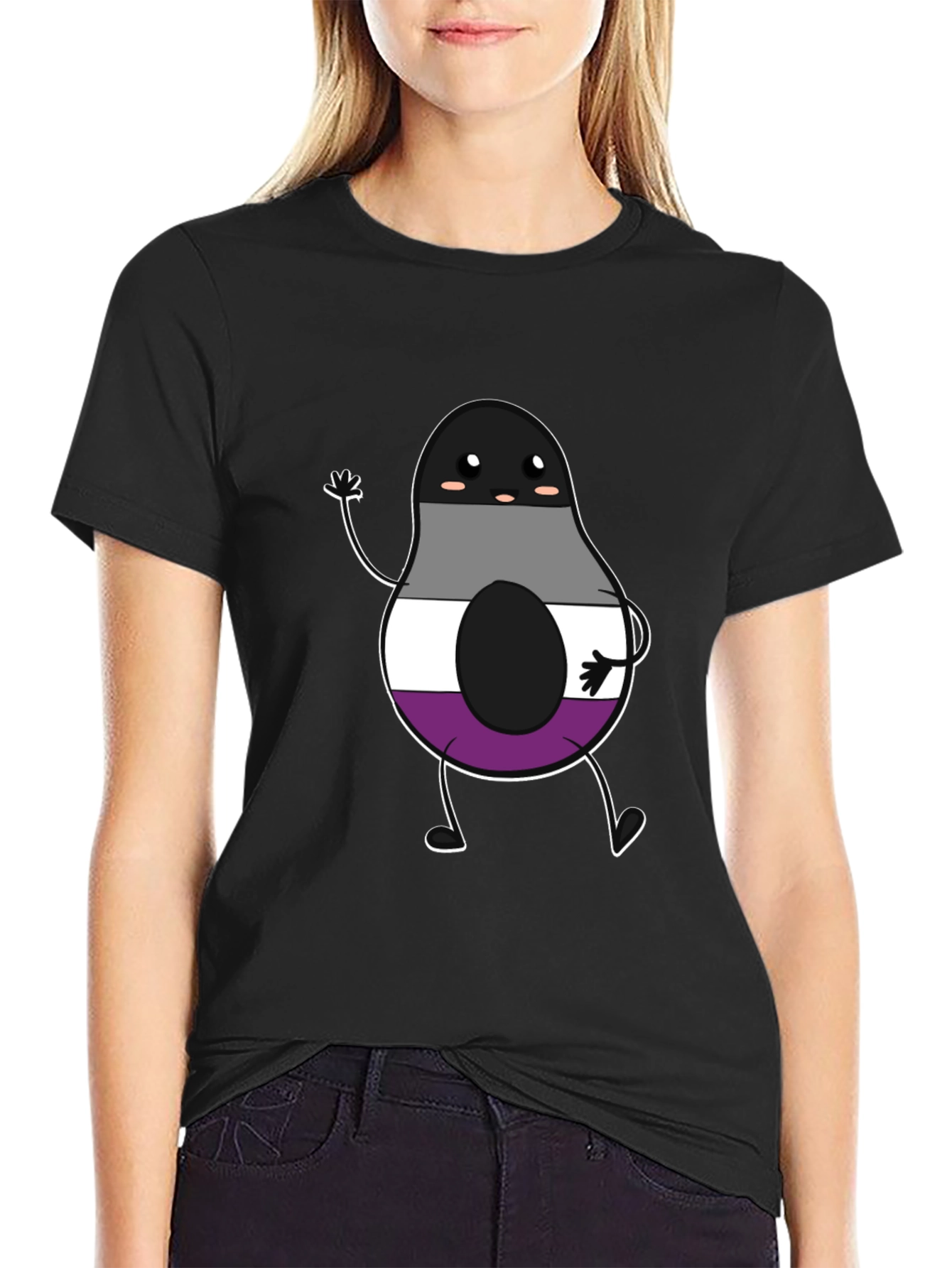 Black Asexual Pride Avocado Graphic T-Shirt view 2