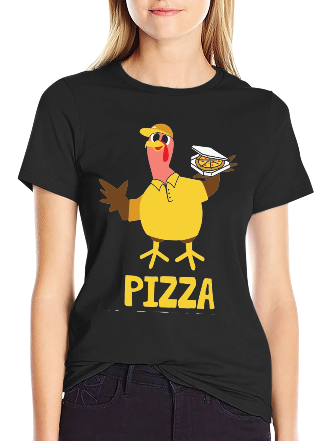 Black Pizza Turkey Graphic T-Shirt view 2
