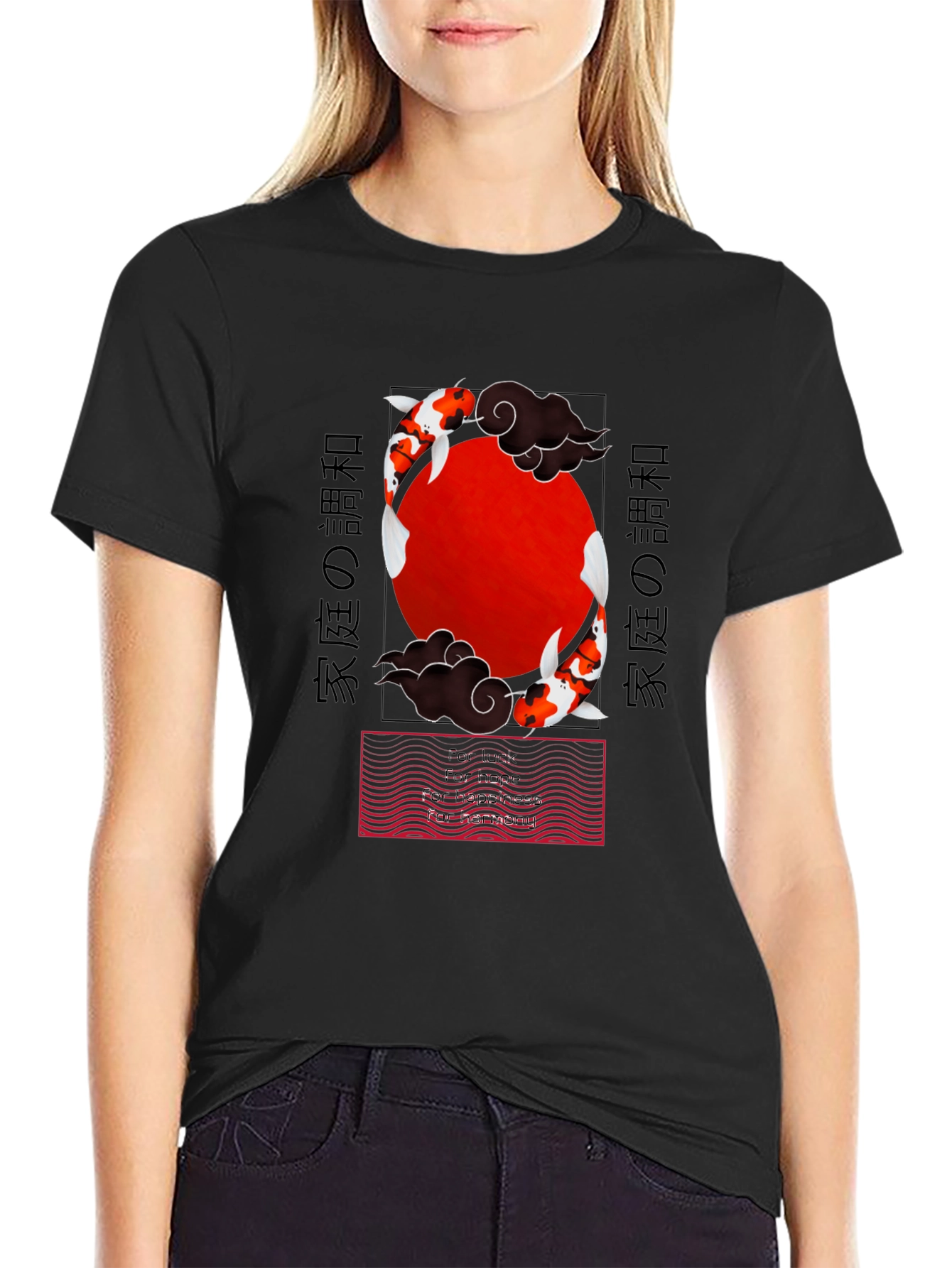 Black Koi Fish Graphic T-Shirt - Japanese Style view 2