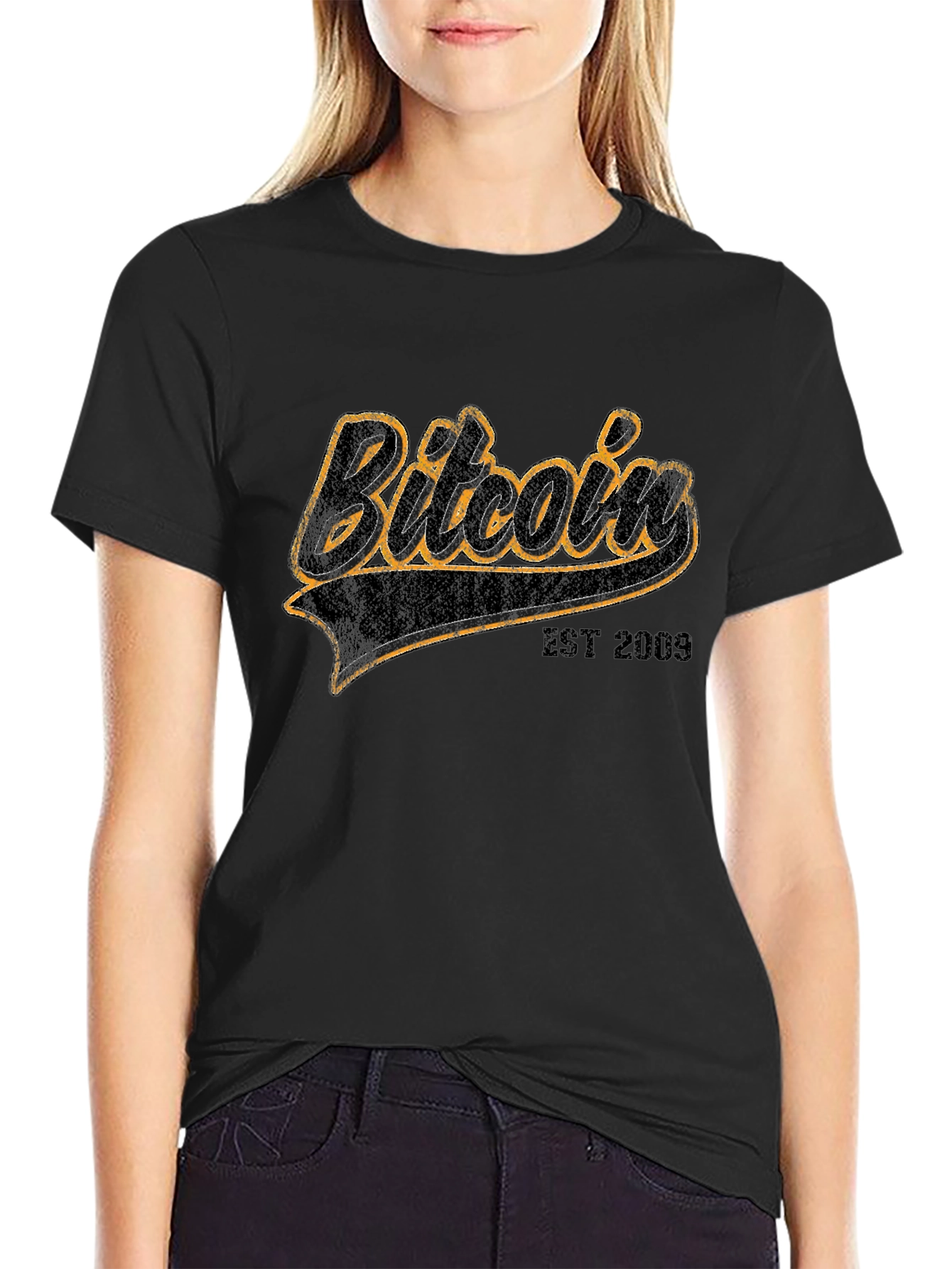 Black Bitcoin EST 2009 Black Graphic Tee view 2