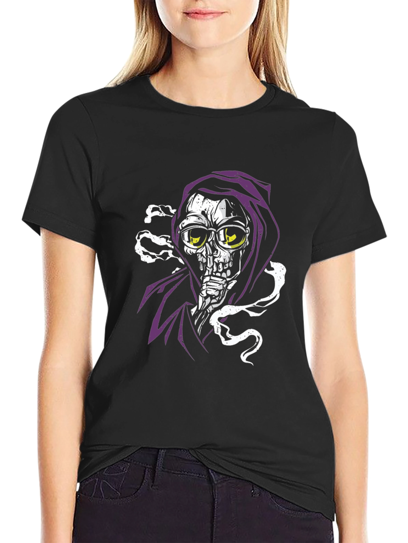 Black Smoking Grim Reaper T-Shirt view 2