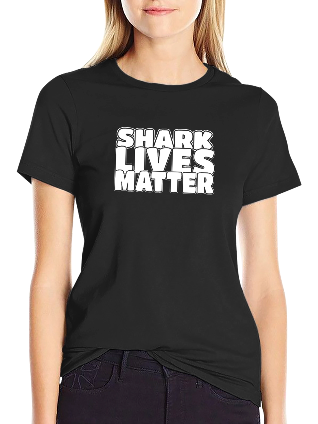 Black Shark Lives Matter Graphic Tee - Black Cotton T-Shirt view 2
