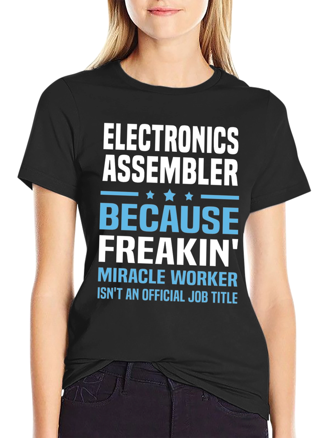 Black Electronics Assembler T-Shirt - Miracle Worker view 2