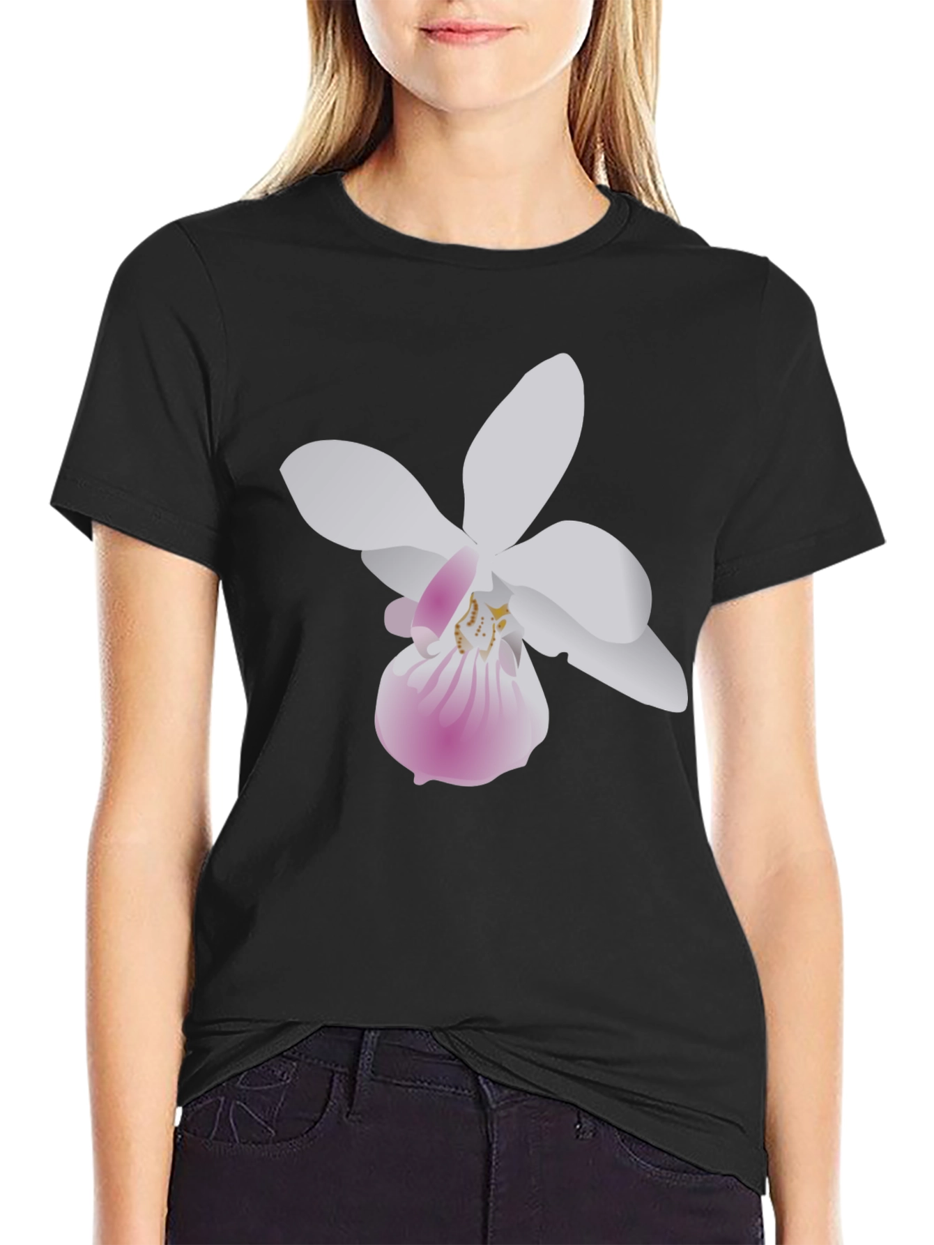 Black Floral Graphic Tee - Black Unisex T-Shirt view 2