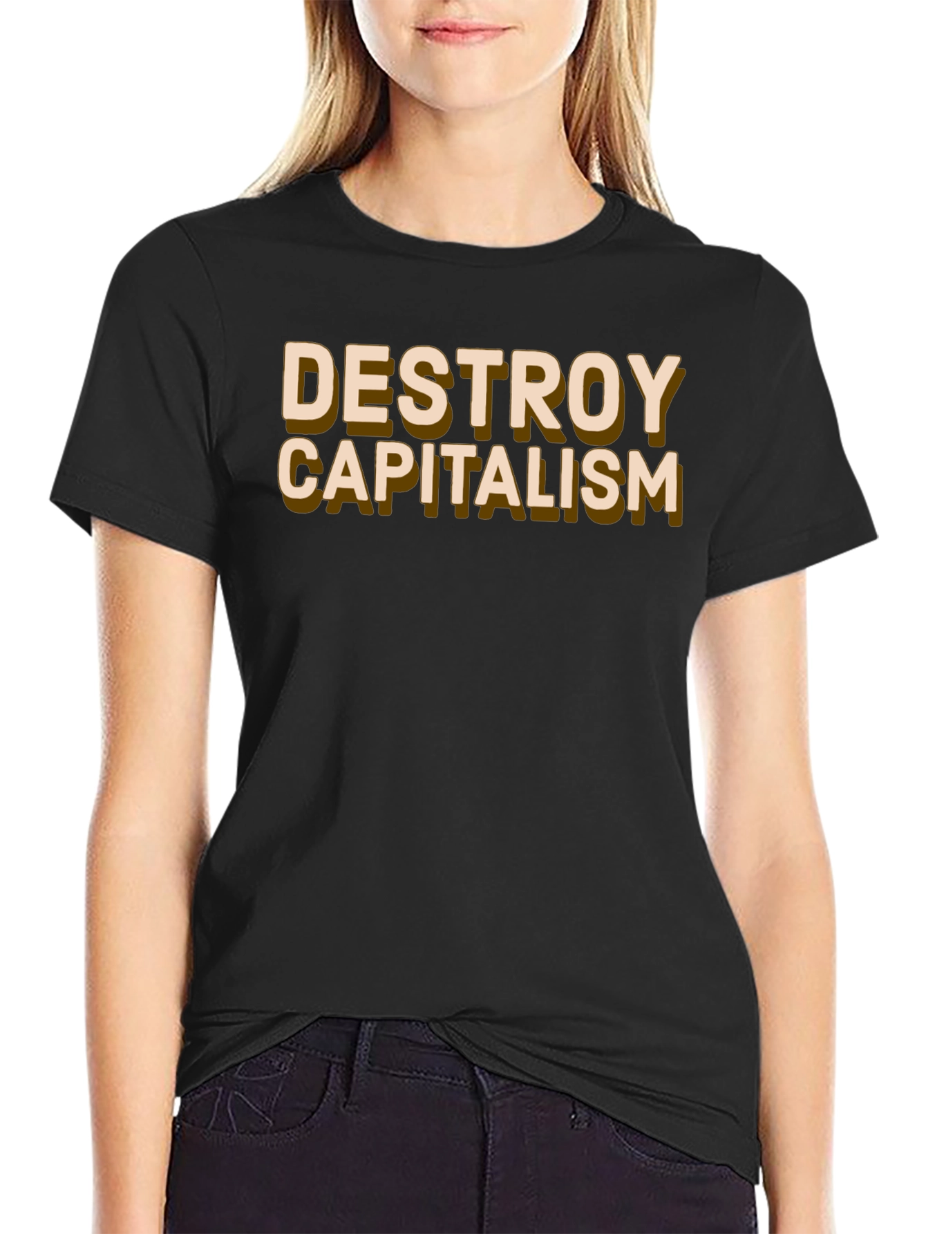 Black Destroy Capitalism Graphic T-Shirt view 2