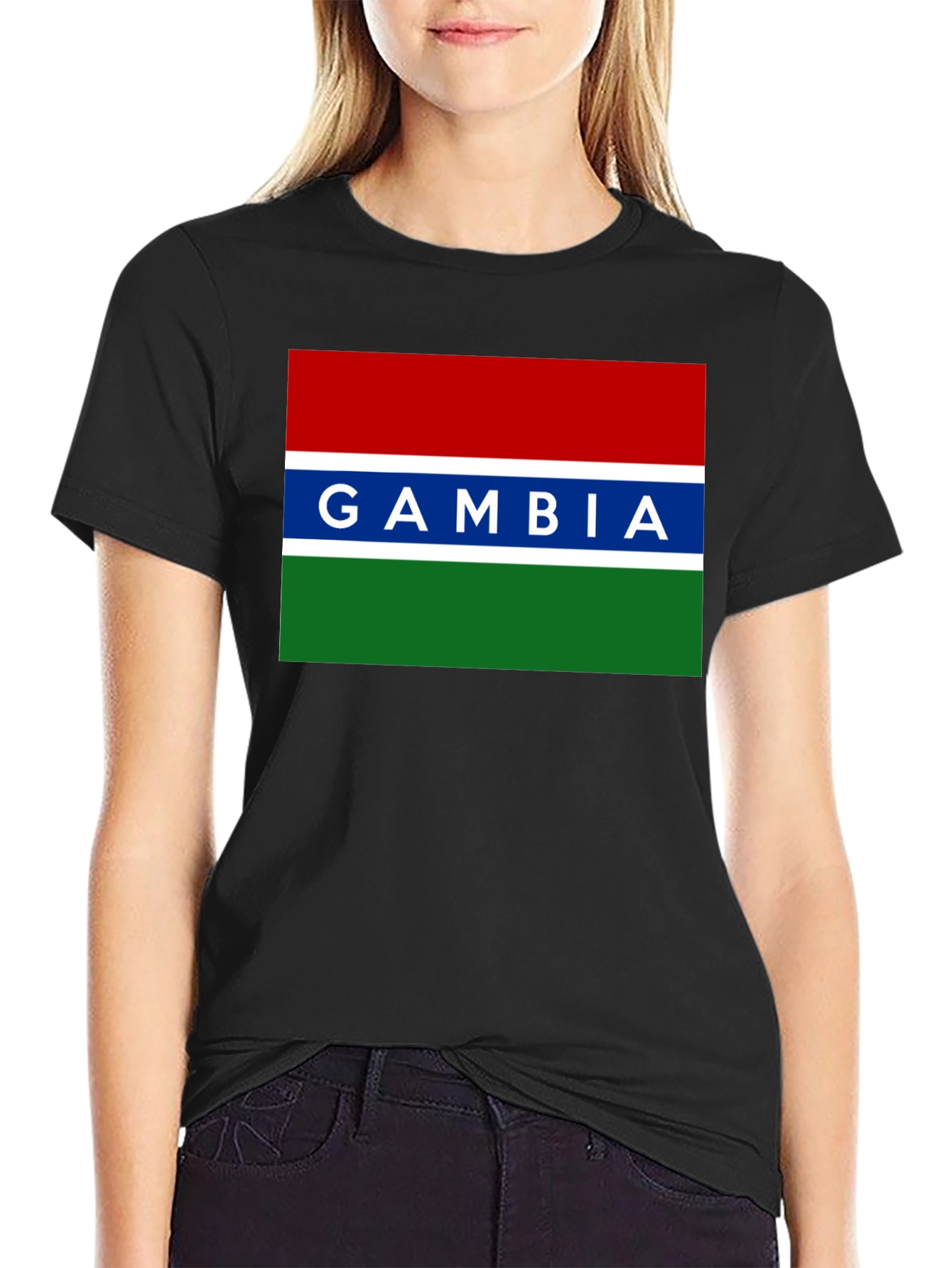 Gambia Flag Graphic Tee - Black Cotton T-Shirt - 2