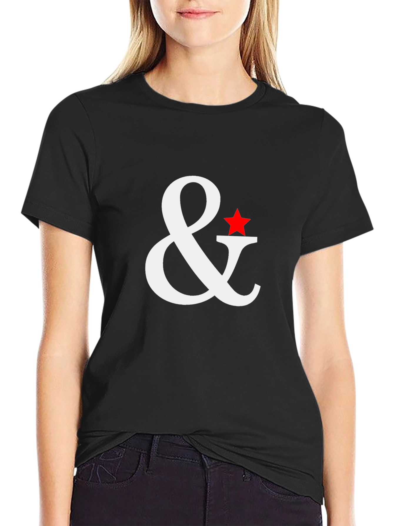 Black Star & Ampersand Graphic Tee - Stylish Black Cotton Blend Shirt view 2