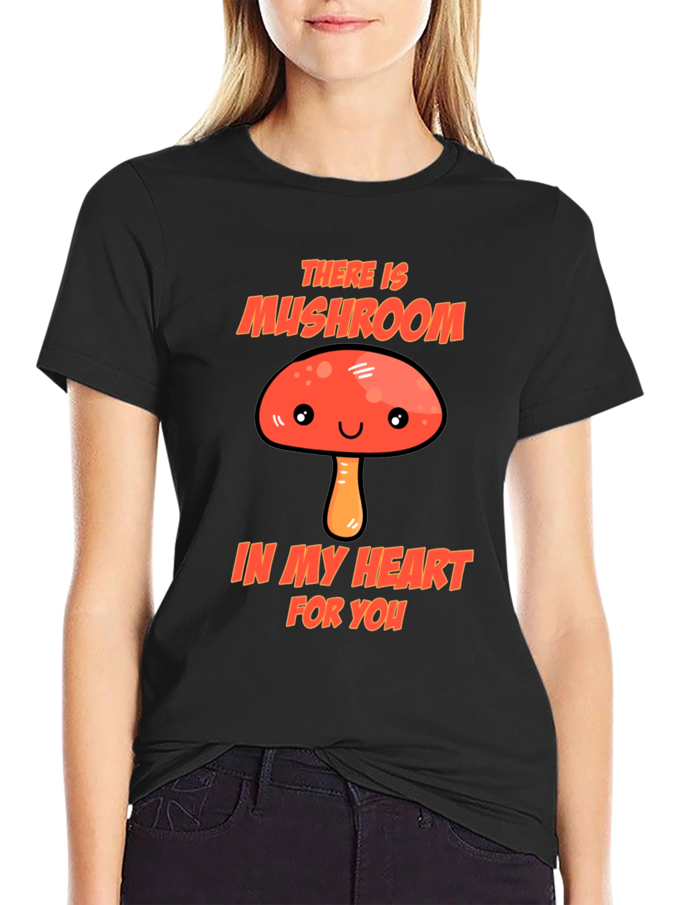 Black Mushroom Heart T-Shirt - Funny Graphic Tee view 2