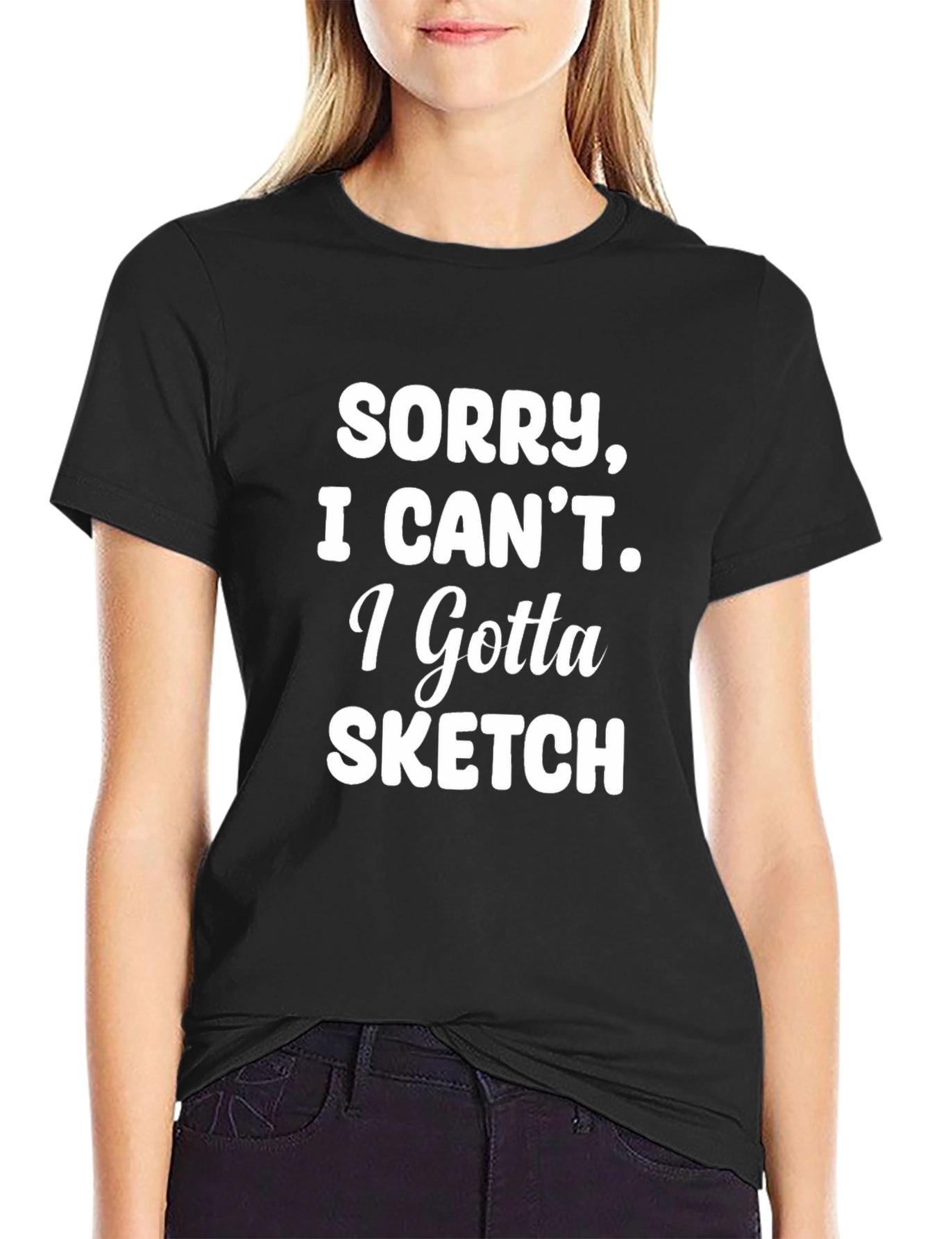 Black Sorry I Can't Sketch T-Shirt - Artist Apparel view 2