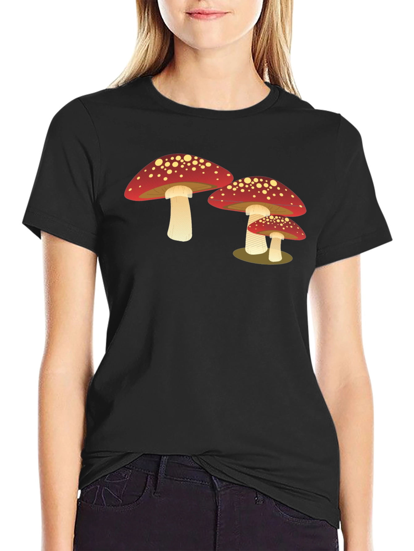 Black Mushroom Graphic T-Shirt - Cool Casual Tee view 2