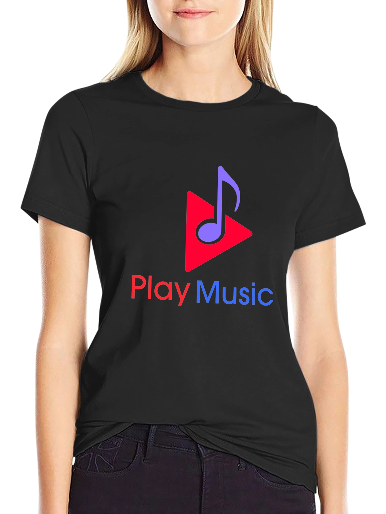 Black Play Music Graphic Tee - Soft Cotton Blend - Casual Wear view 2