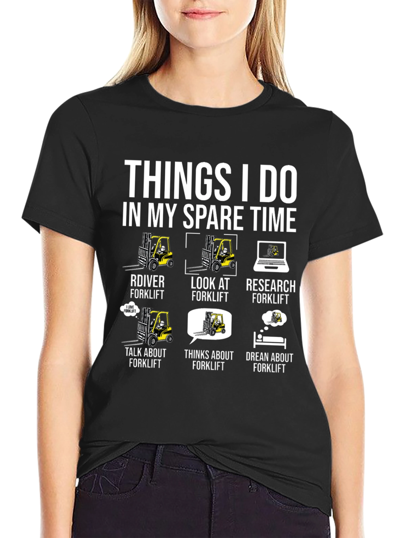 Black Funny Forklift T-Shirt: Things I Do In My Spare Time view 2