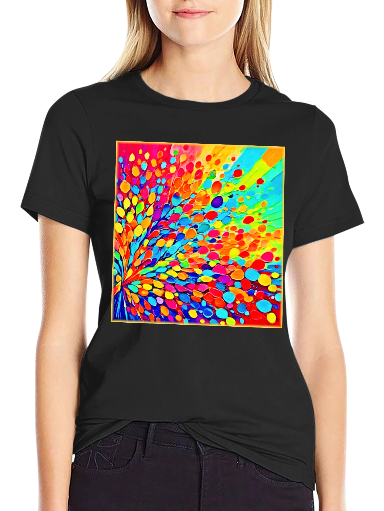 Black Vibrant Abstract Art Black T-Shirt view 2