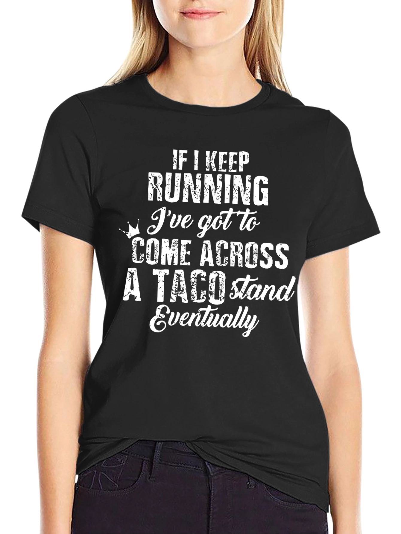 Black Funny Taco Stand Running T-Shirt - Black view 2