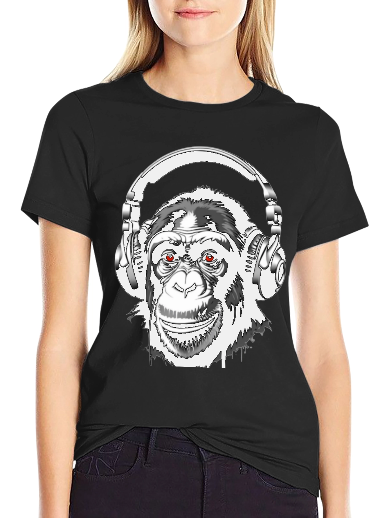 Black DJ Monkey Graphic Tee view 2