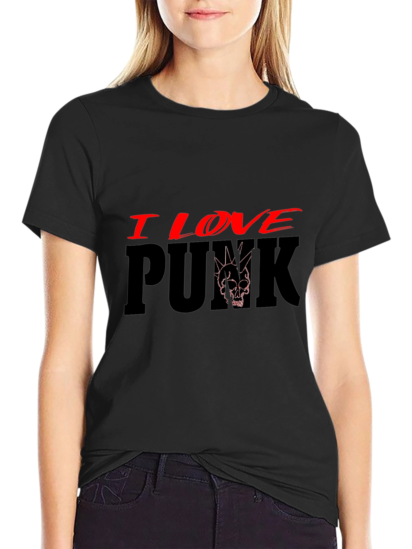 Black I Love Punk Graphic Tee - Black Cotton Blend view 2