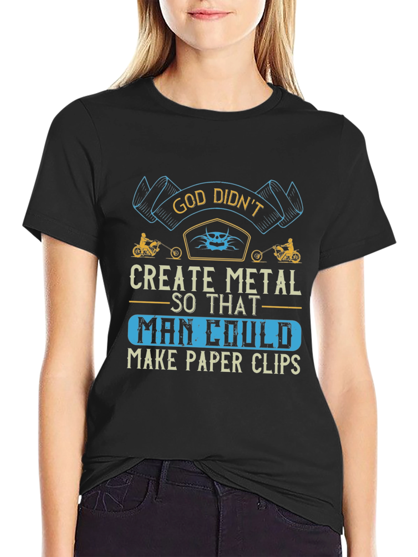 Black God Didn't Create Metal Funny Graphic T-Shirt view 2