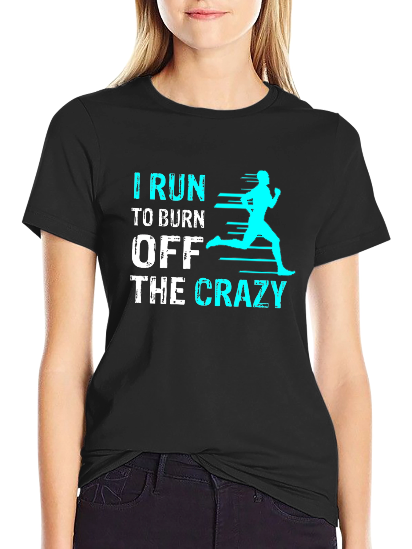 Black I Run To Burn Off The Crazy Graphic Tee view 2