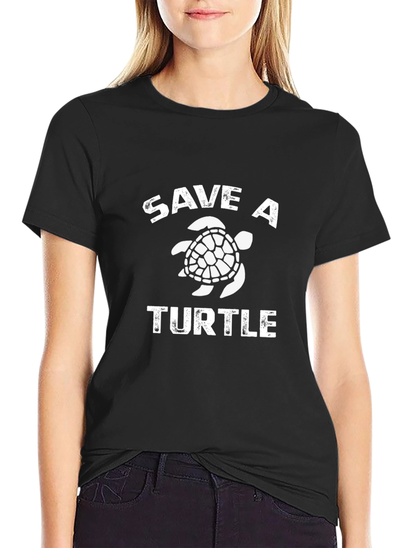 Black Save A Turtle Graphic Tee - Black view 2