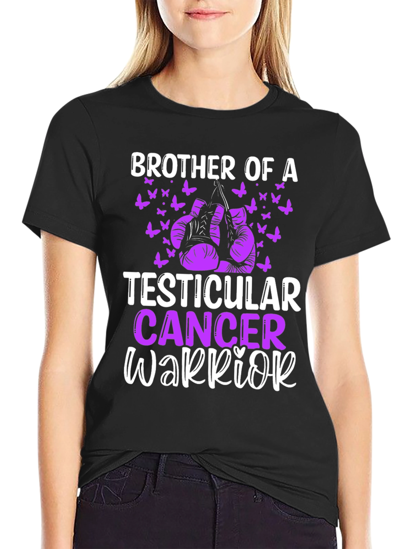 Black Brother of a Testicular Cancer Warrior T-Shirt view 2